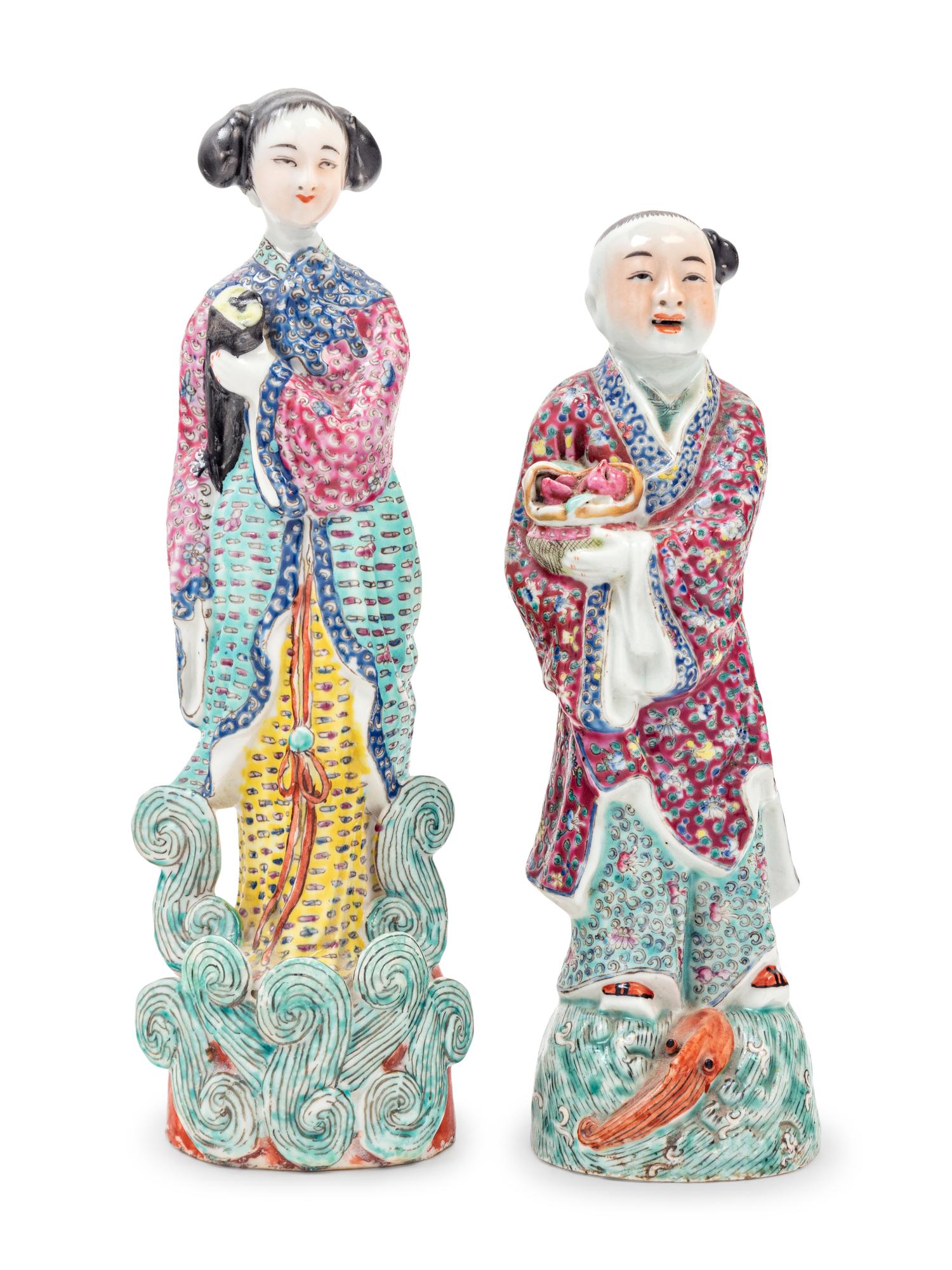 Two Chinese Polychrome Decorated Porcelain Figures