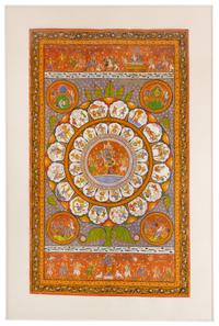 An East Indian Mandala Painting on Linen — 20TH CENTURY