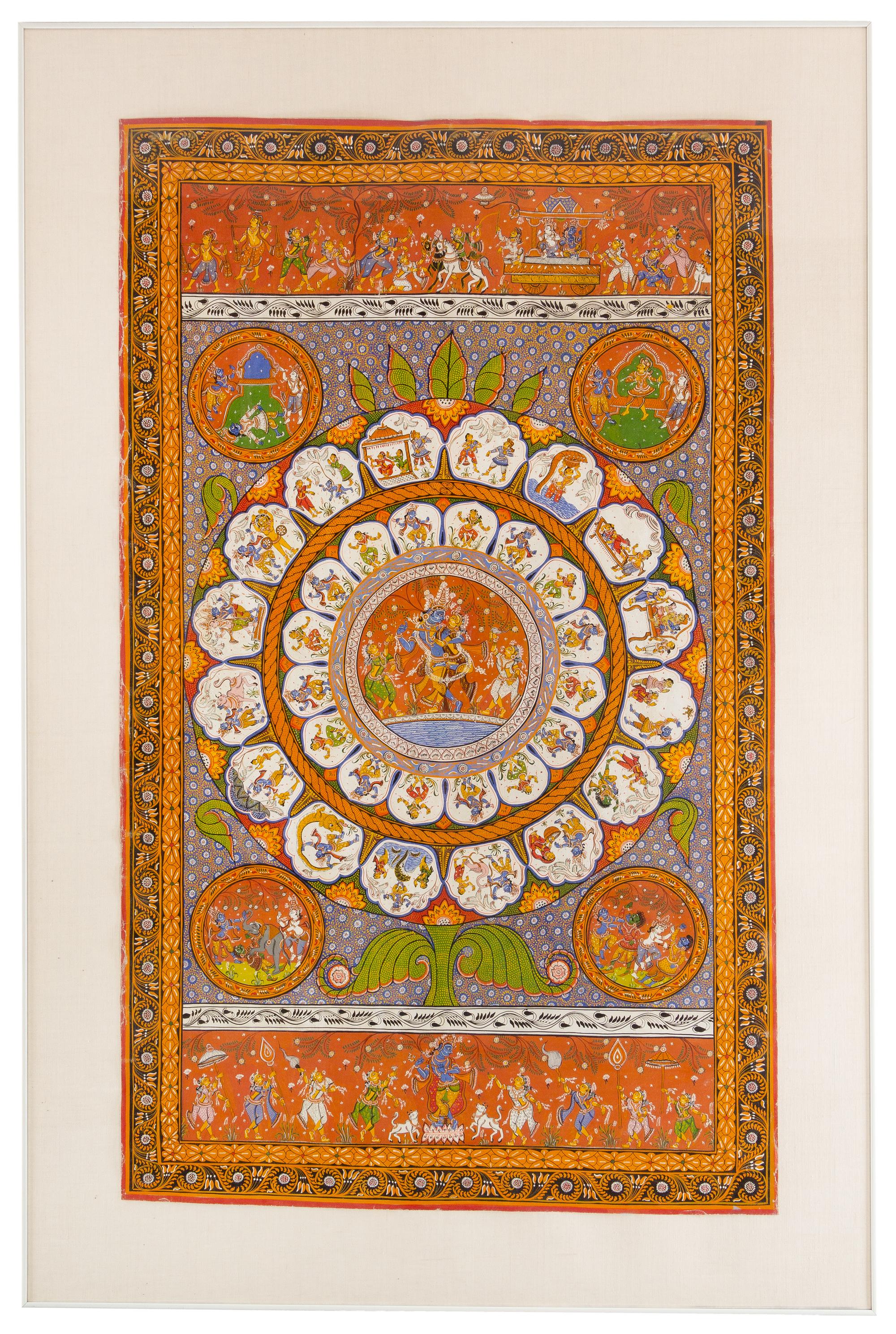 An East Indian Mandala Painting on Linen — 20TH CENTURY