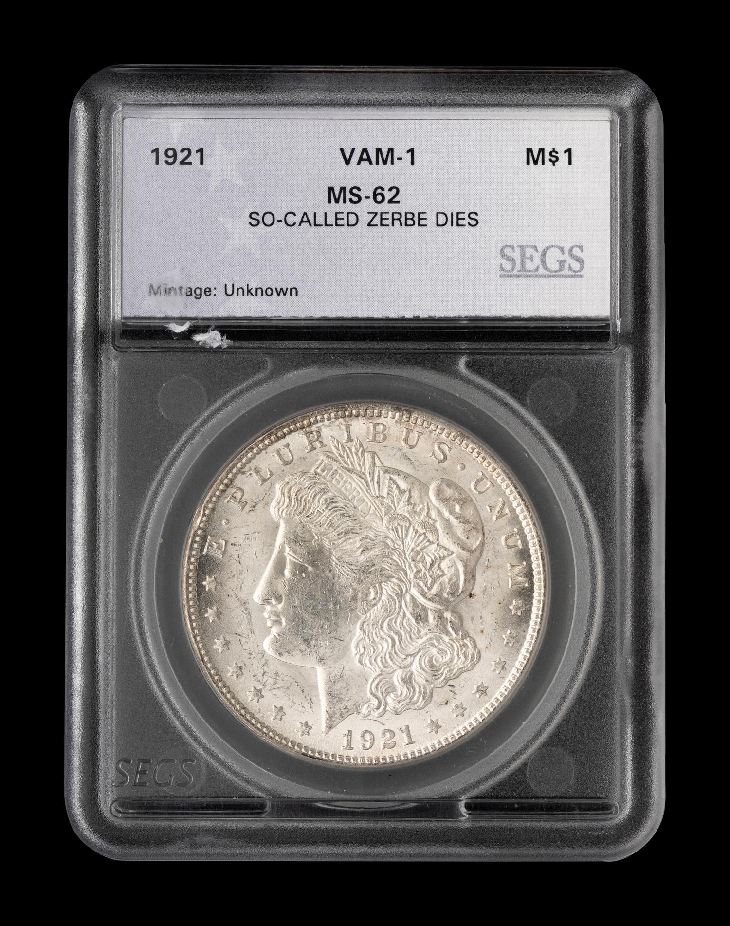 A 1921 Morgan: Zerbe Die $1 Coin