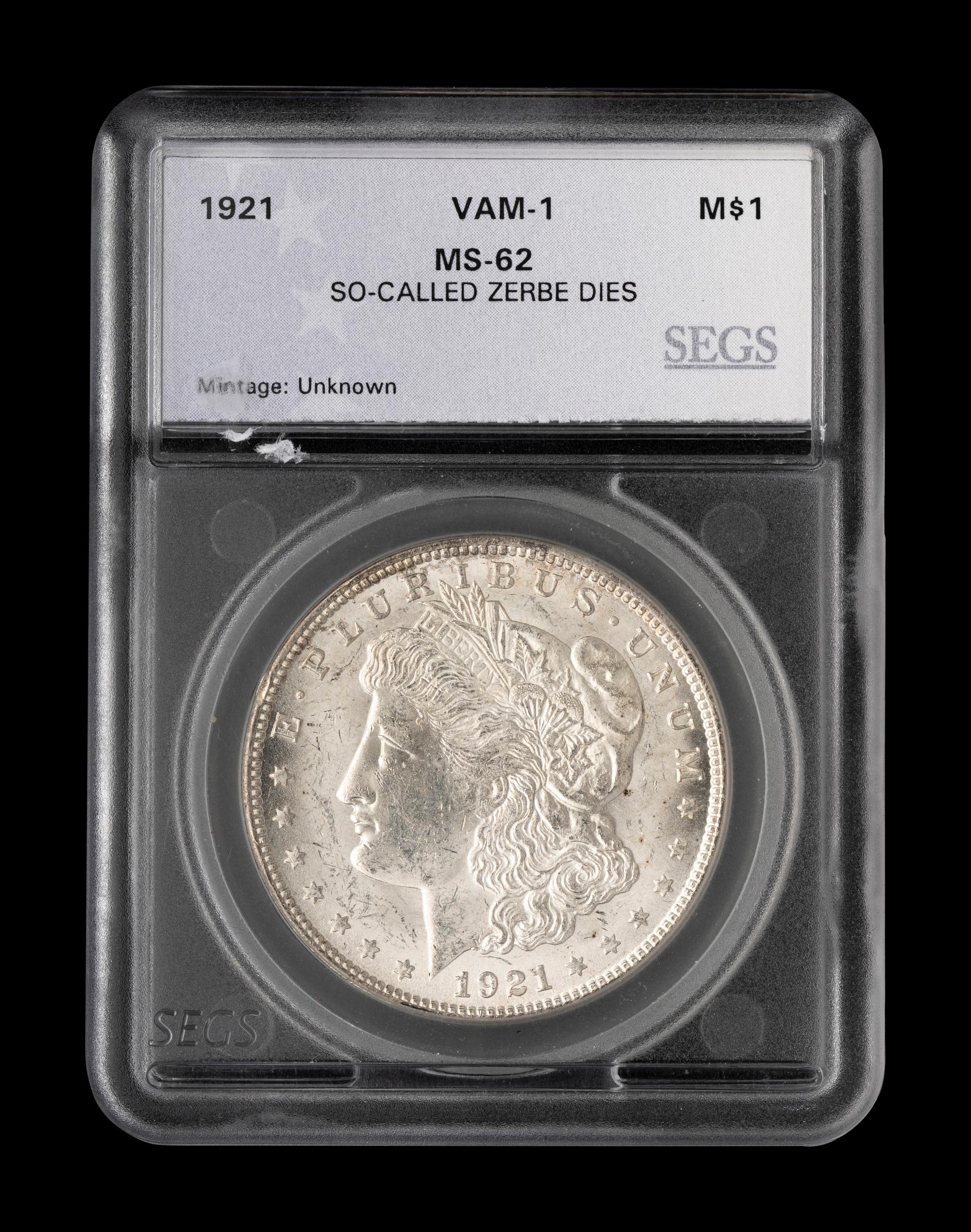 A 1921 Morgan: Zerbe Die $1 Coin