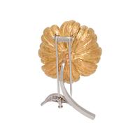 BOUCHERON, BICOLOR GOLD, RUBY AND DIAMOND FLOWER BROOCH