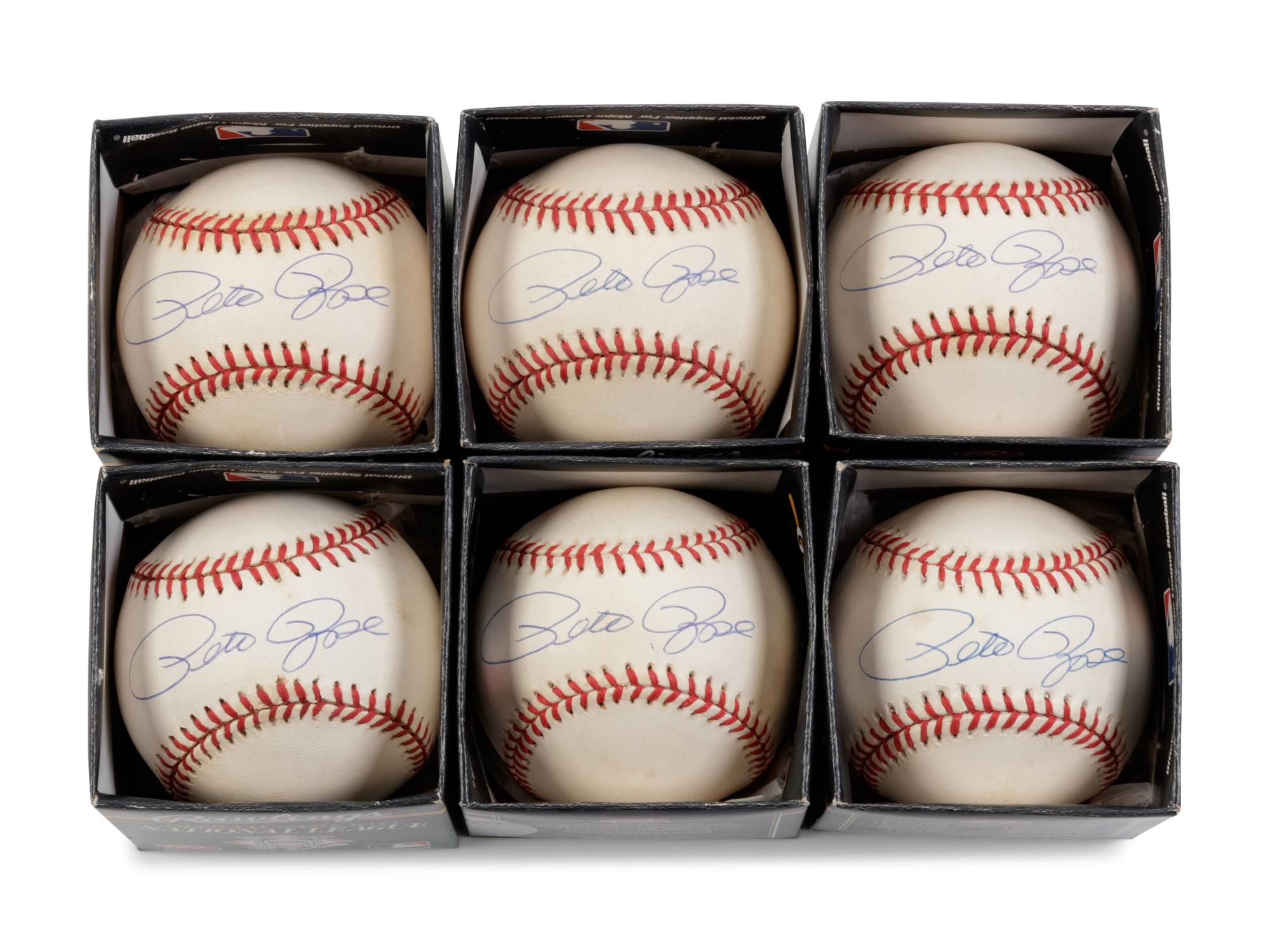 A Group of Six Pete Rose Signed Baseballs,