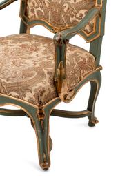 An Italian Painted and Parcel Gilt Armchair