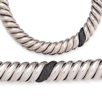 DAVID YURMAN, STERLING SILVER AND BLACK DIAMOND 'PURE FORM CABLE' SET