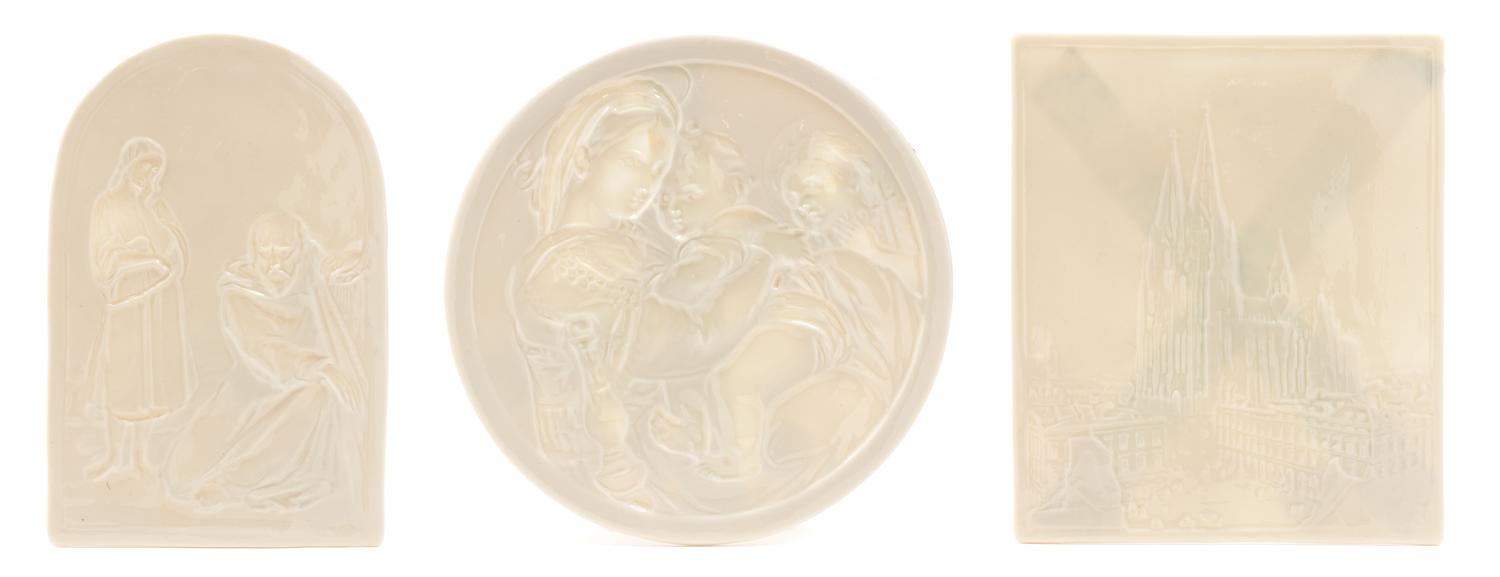Three Belleek Lithophanes Diameter of largest 8 7/8 inches. — IMPRESSED BELLEEK (R) IRELAND MARK