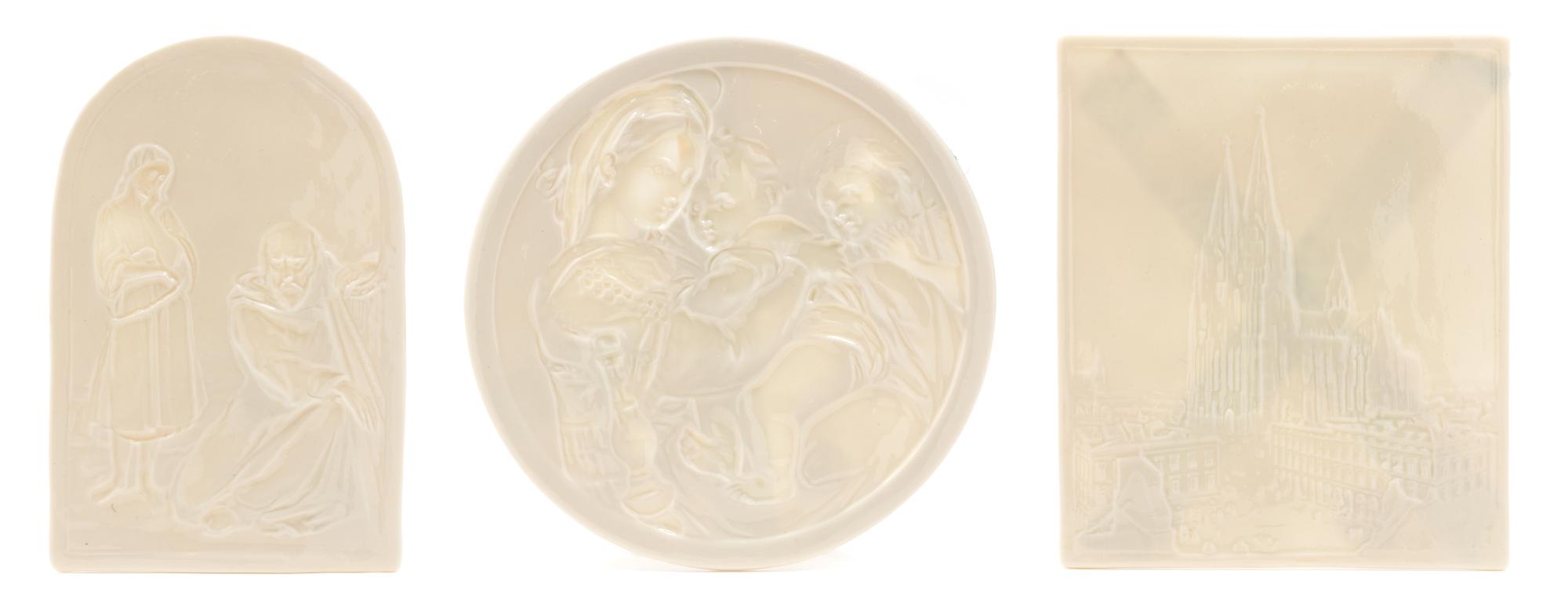 Three Belleek Lithophanes Diameter of largest 8 7/8 inches. — IMPRESSED BELLEEK (R) IRELAND MARK