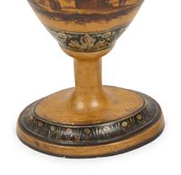 A Pair of Continental Tole Peinte Chestnut Urns