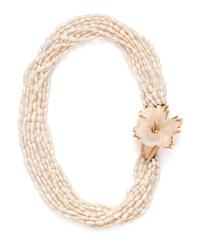 ROBERT CLERC, CULTURED BIWA PEARL, DIAMOND AND CARVED ROCK CRYSTAL FLOWER NECKLACE