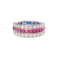 RUBY, SAPPHIRE AND DIAMOND FLIP RING