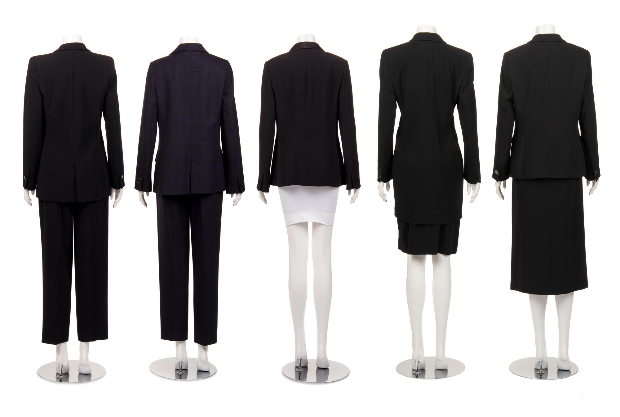 Five Giorgio Armani Ensembles: Two Skirt Suits, Two Pant Suits, One Jacket and Shell
