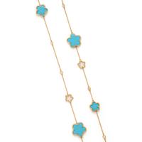 ASPERY & GULDAG, YELLOW GOLD, RECONSTITUTED TURQUOISE AND DIAMOND NECKLACE