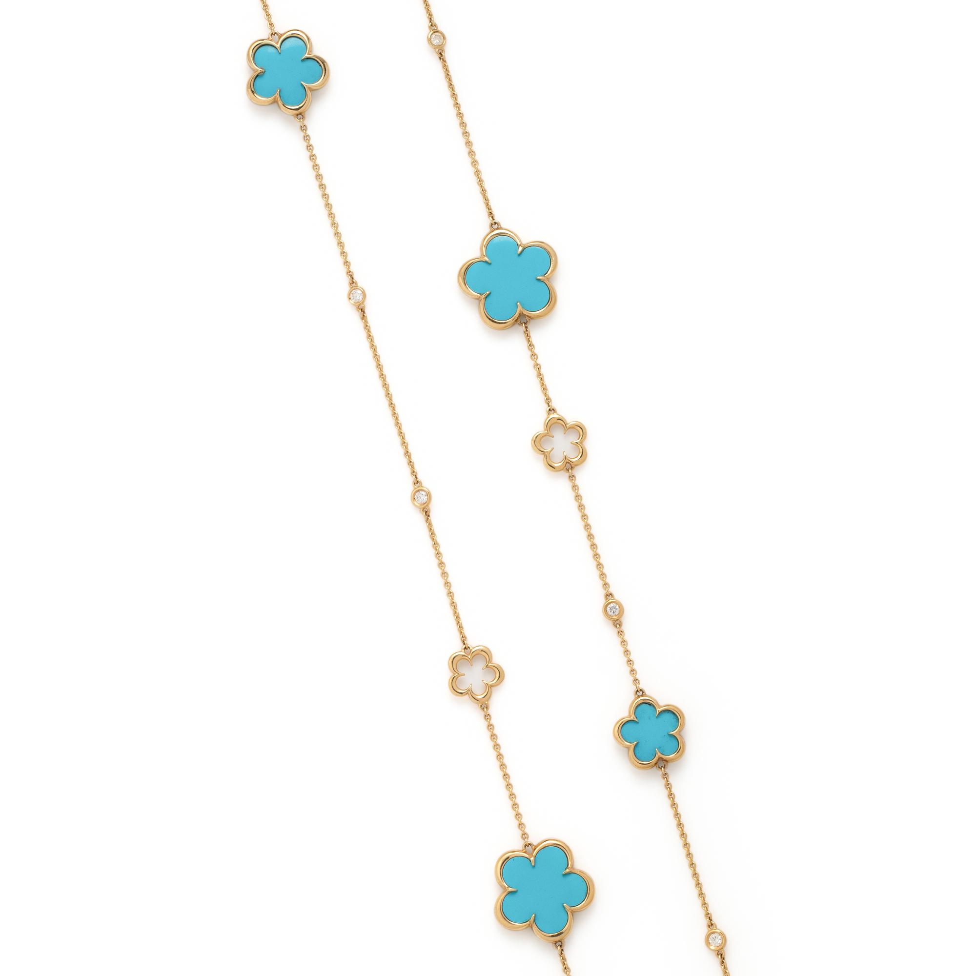 ASPERY & GULDAG, YELLOW GOLD, RECONSTITUTED TURQUOISE AND DIAMOND NECKLACE