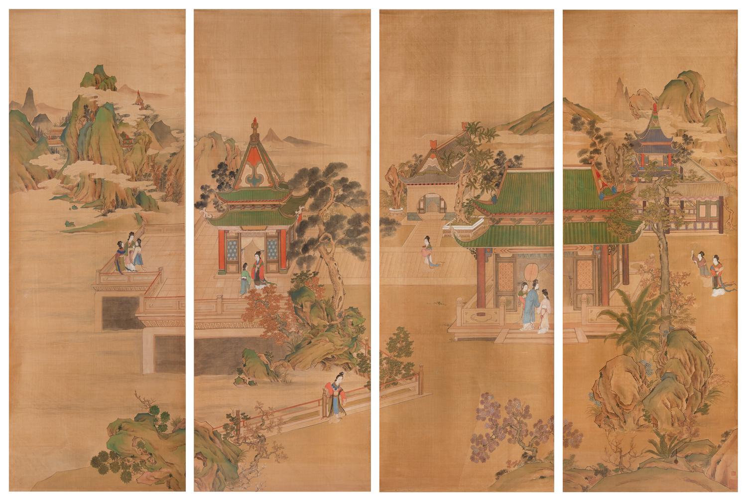 Chang Panshe, (20TH CENTURY), Figures in a Landscape