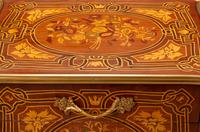 A Pair of Louis XV Style Gilt Bronze Mounted Marquetry Small Commodes