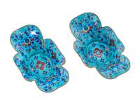 A Pair of Chinese Painted Enamel on Copper Begonia-Shaped Dishes
