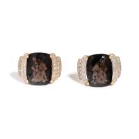SMOKEY QUARTZ AND DIAMOND CLIP EARRINGS