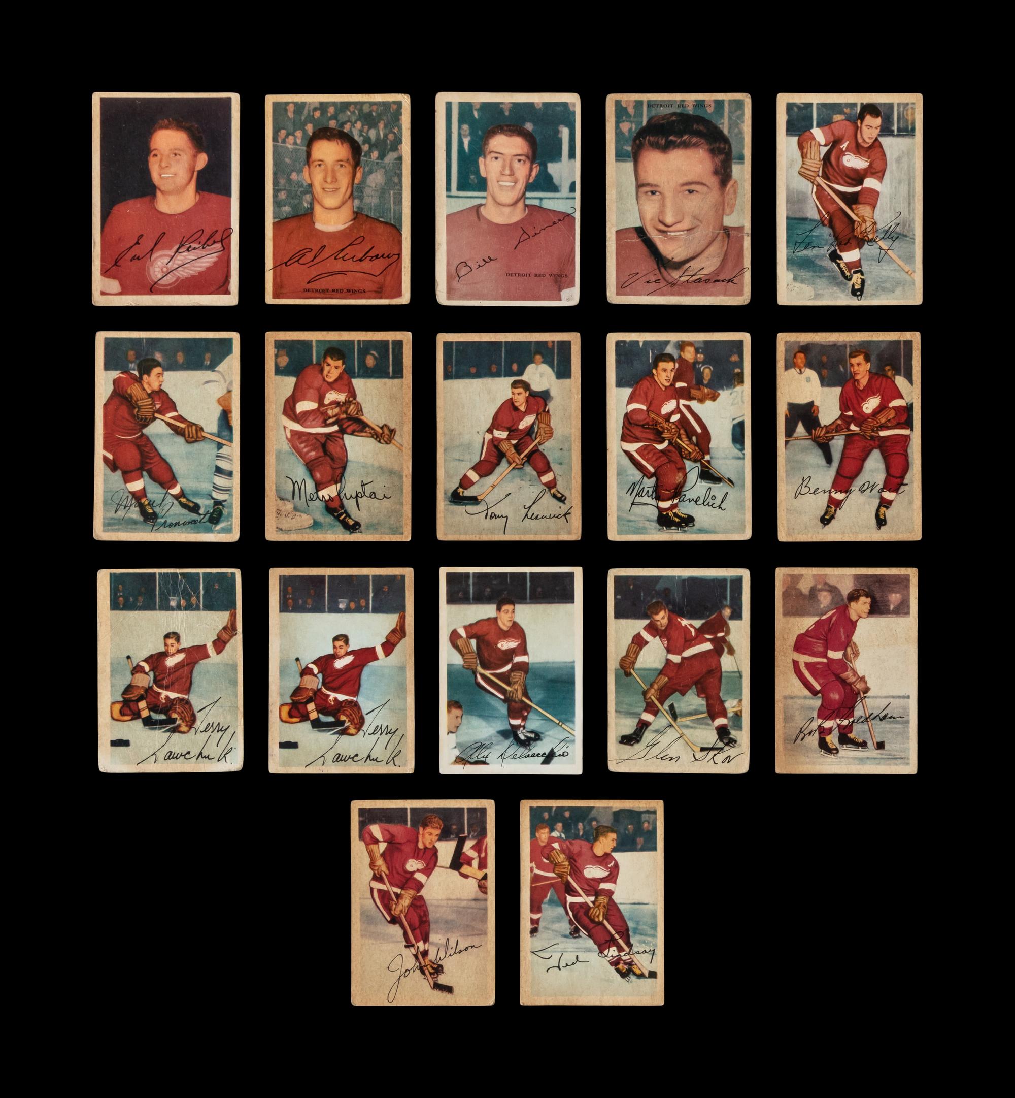A Collection of Detroit Red Wings 1953 Parkhurst Hockey Cards (16)