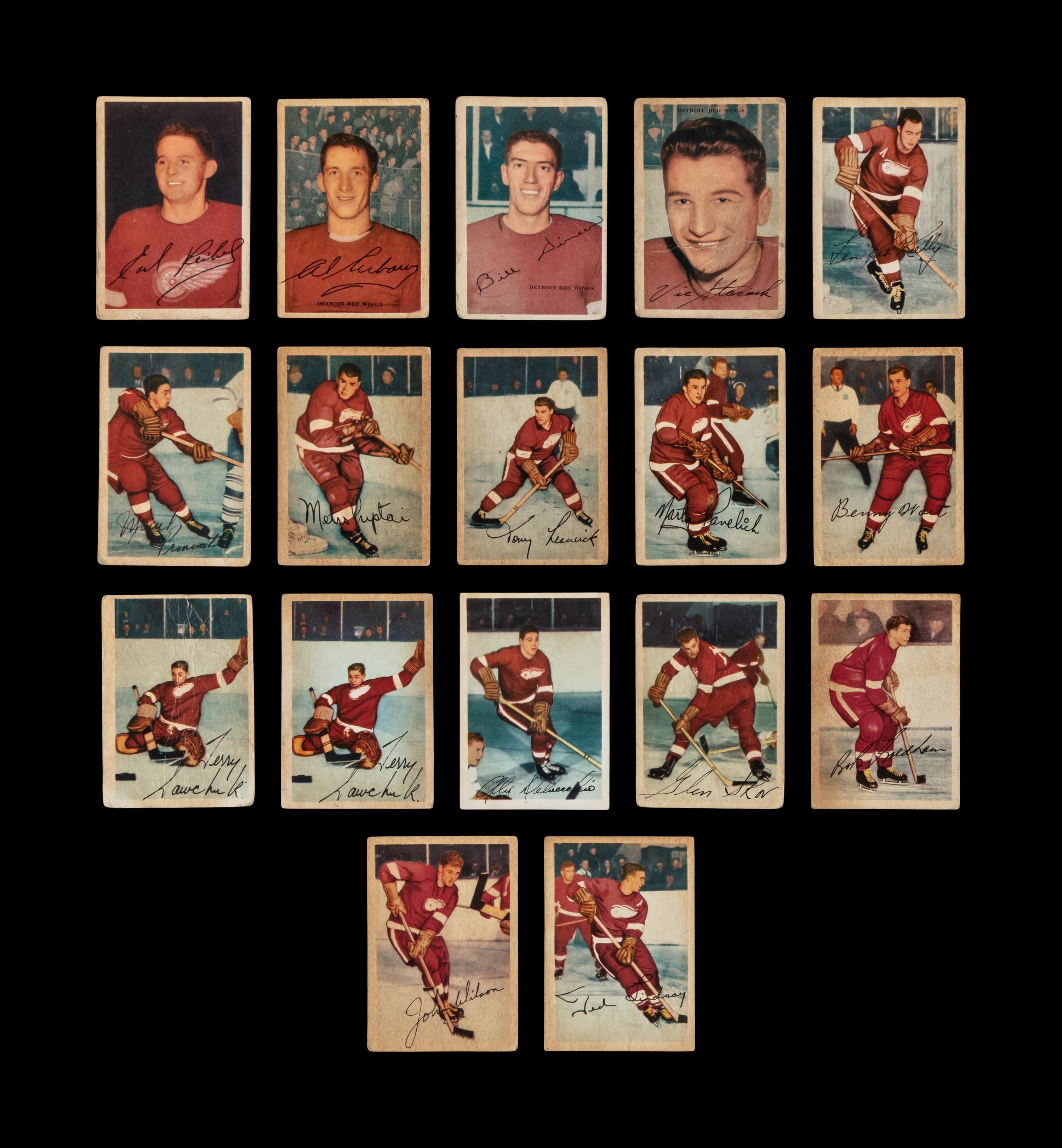 A Collection of Detroit Red Wings 1953 Parkhurst Hockey Cards (16)
