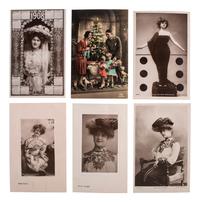 [EARLY PHOTOGRAPHY]. A group of 59 real photo postcards, featuring artfully posed images of women, famous subjects, and genre scenes celebrating romance and the holiday season.