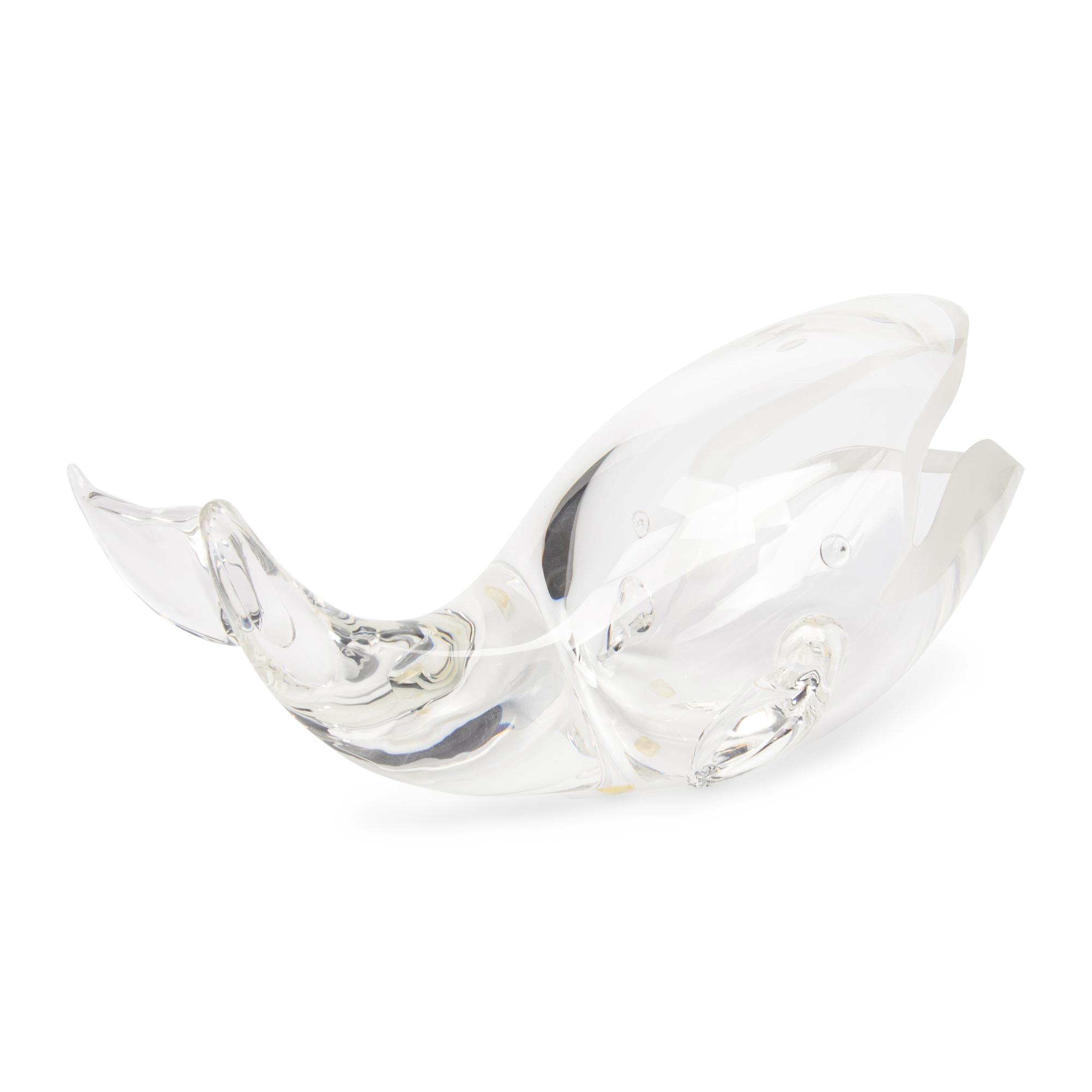A Steuben Glass Great Whale Sculpture