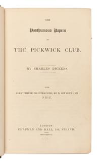 DICKENS, Charles (1812-1870). The Posthumous Papers of the Pickwick Club . London: Chapman and Hall, 1837.