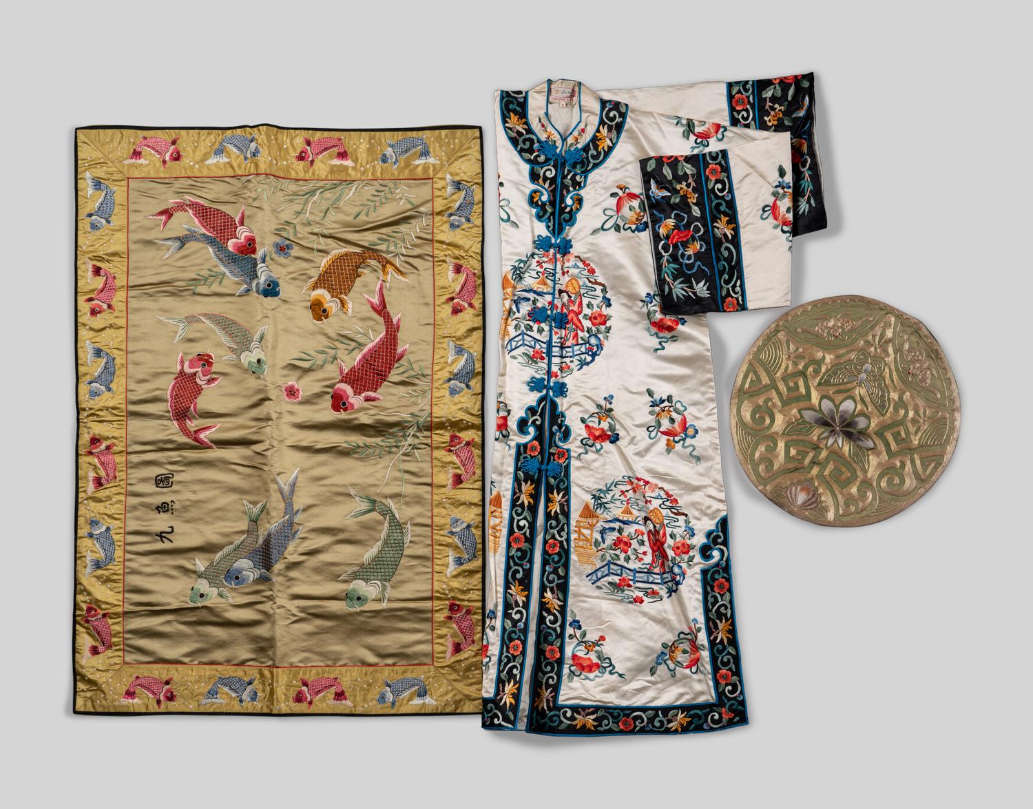 Three Chinese Embroidered Silk Articles
