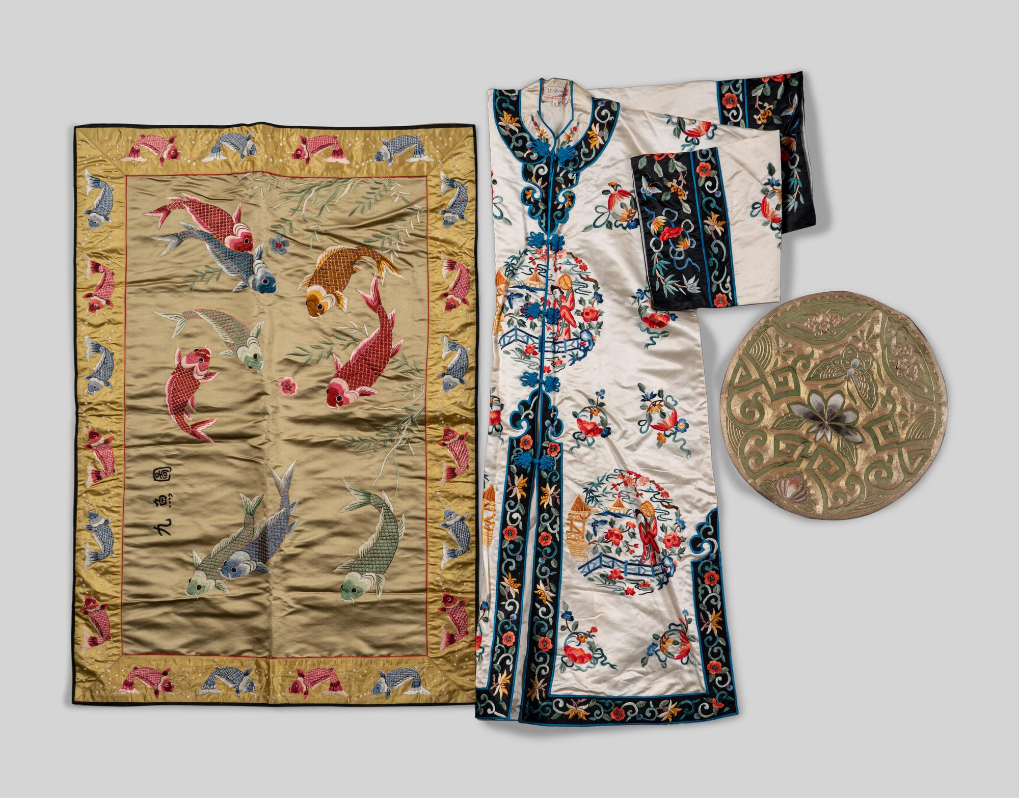 Three Chinese Embroidered Silk Articles