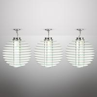 Three hanging lamps, model 0024, designed 1933, present lot c. 2000 Fontana Arte, Italy