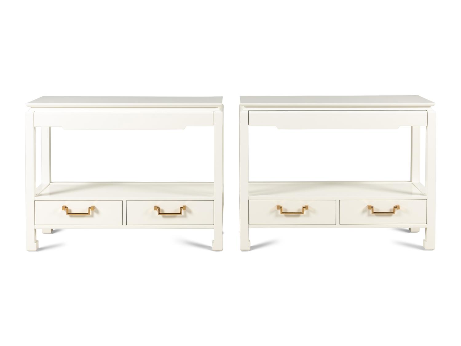 A Pair of Bunglow 5 Julian White Lacquer Console Tables