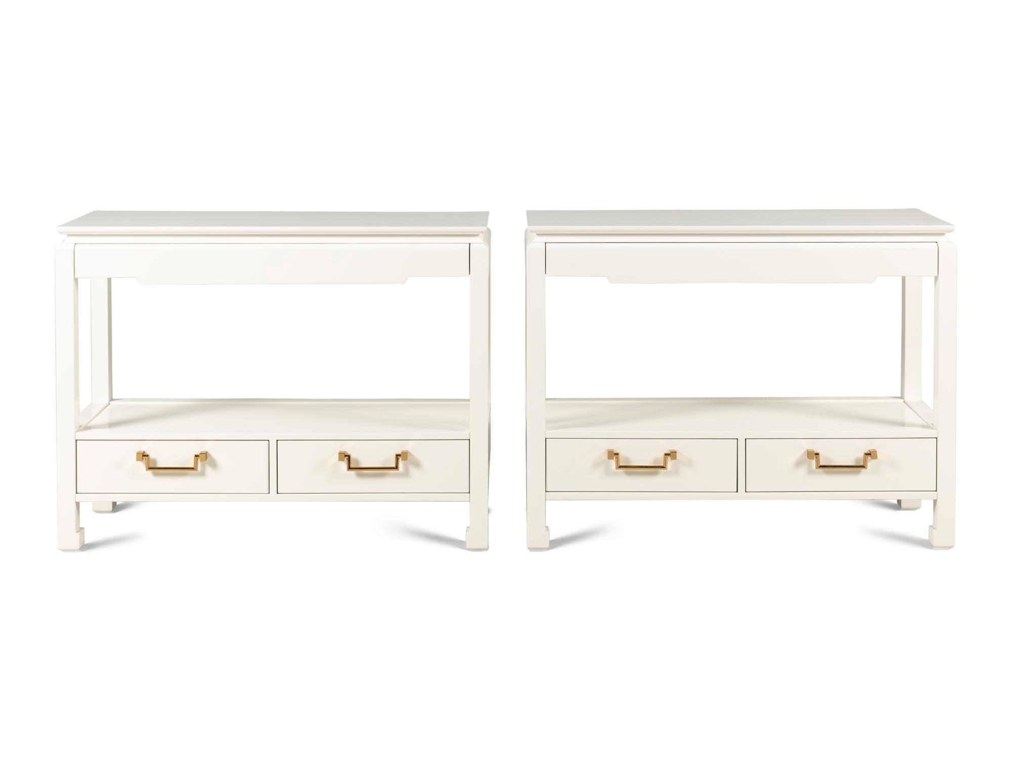 A Pair of Bunglow 5 Julian White Lacquer Console Tables