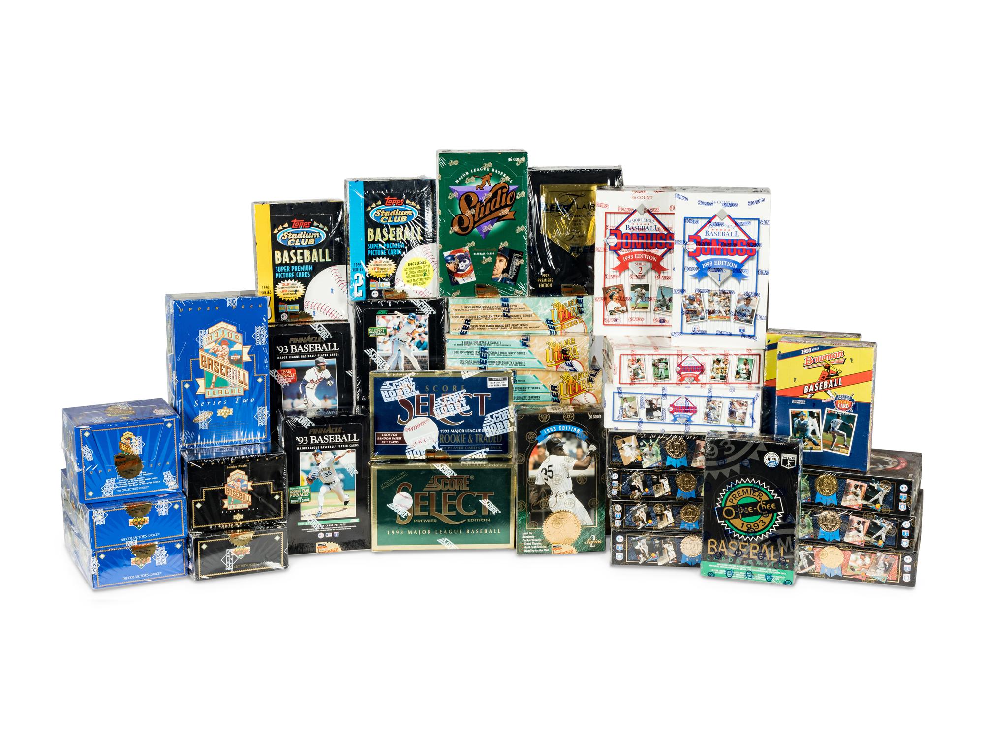 A Large Group of 1993 Unopened Baseball Card Vending Boxes (Possible Derek Jeter Rookie Cards),