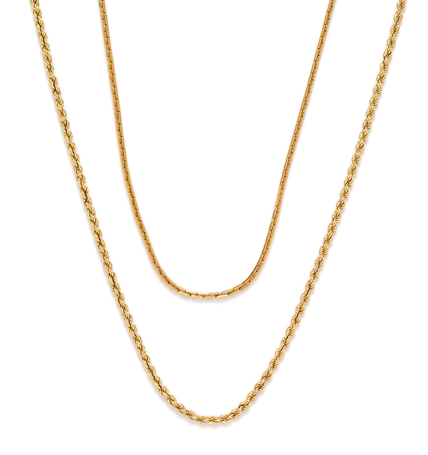 A Collection of Yellow Gold Chain Necklaces, 19.00 dwts.