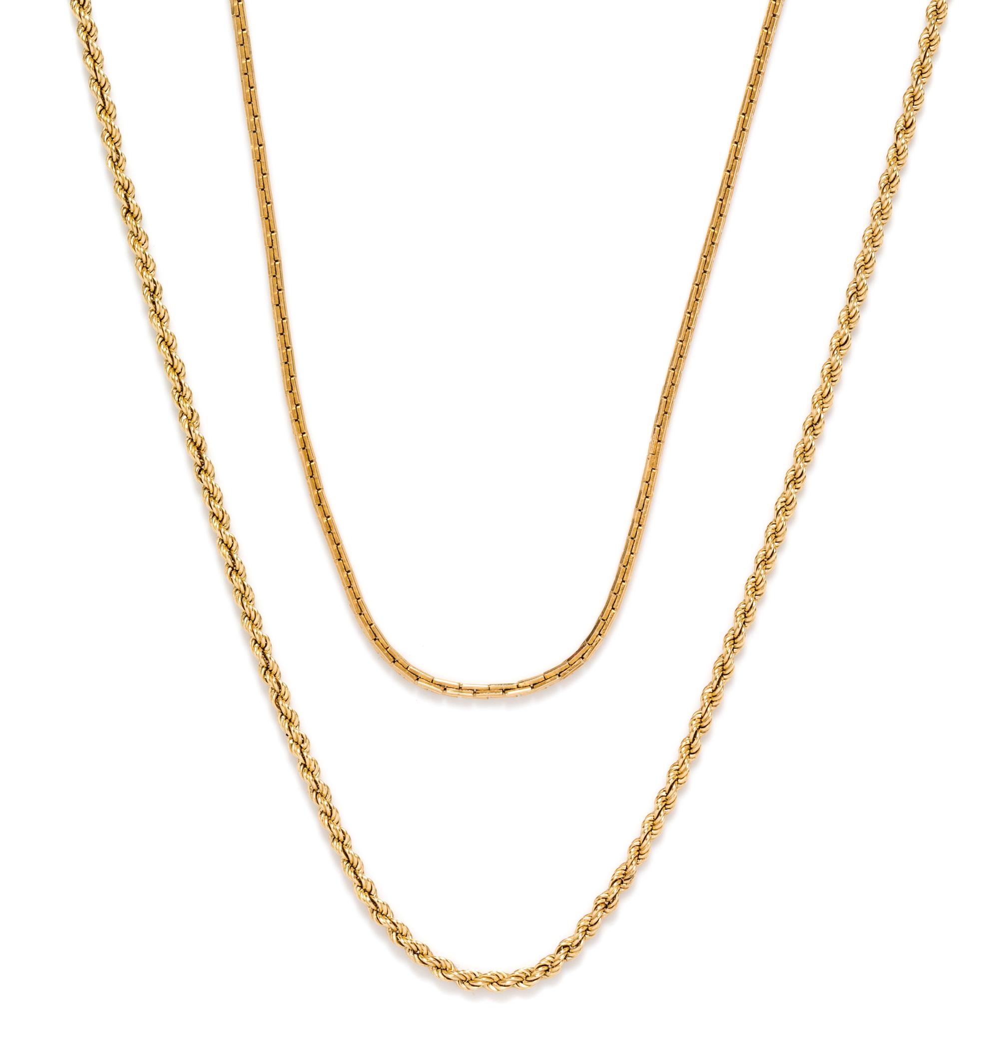 A Collection of Yellow Gold Chain Necklaces, 19.00 dwts.