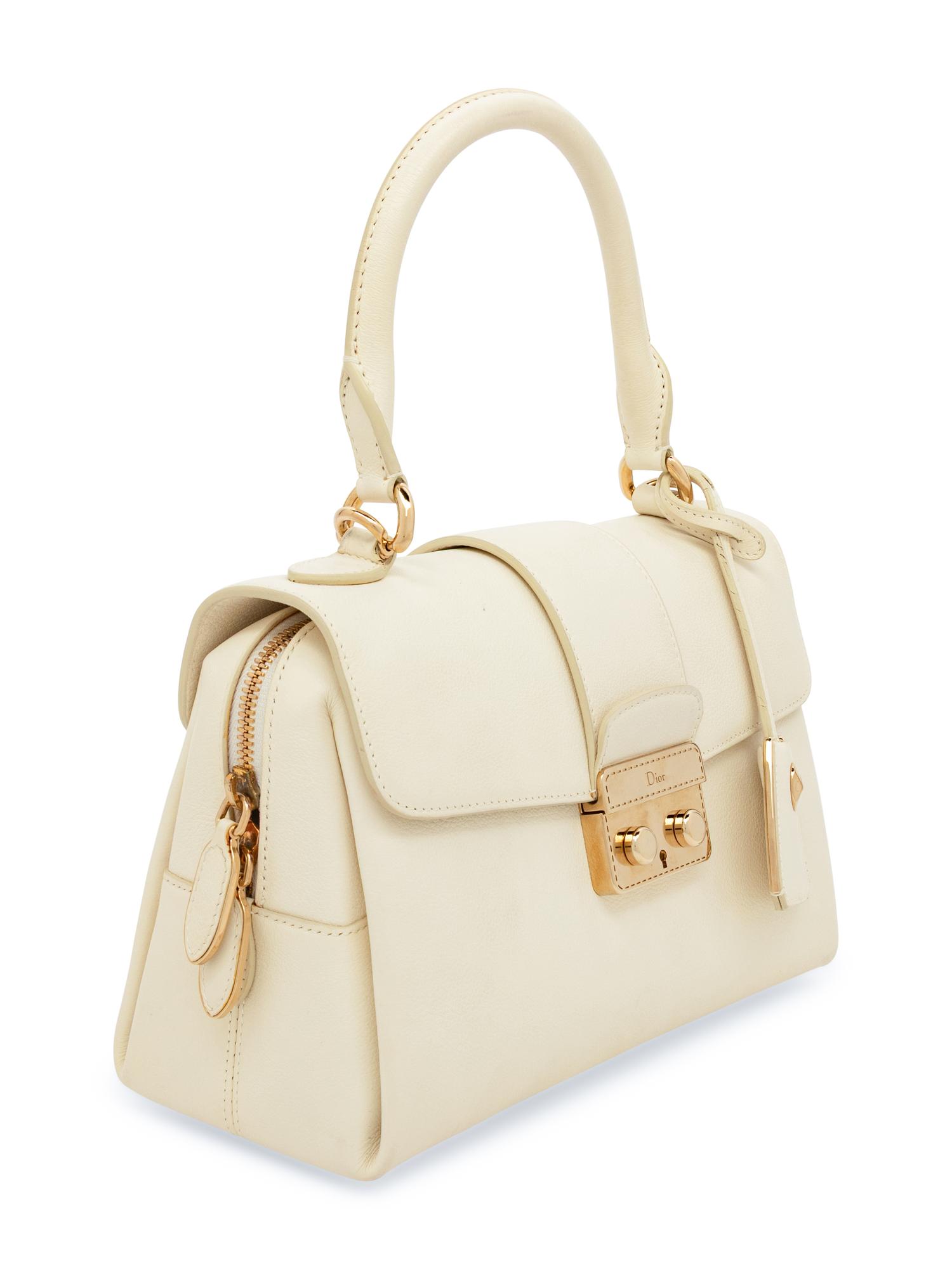 Christian Dior, White Leather Handbag