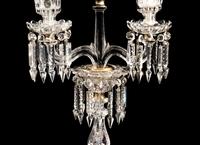 A Pair of Molded Glass Three-Light Candelabra Attributed to Baccarat