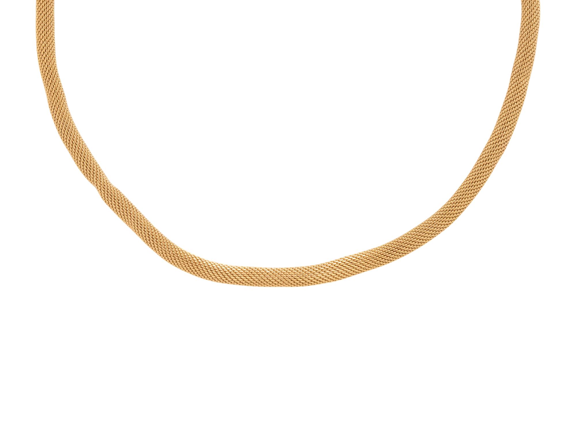 YELLOW GOLD MESH TUBE NECKLACE