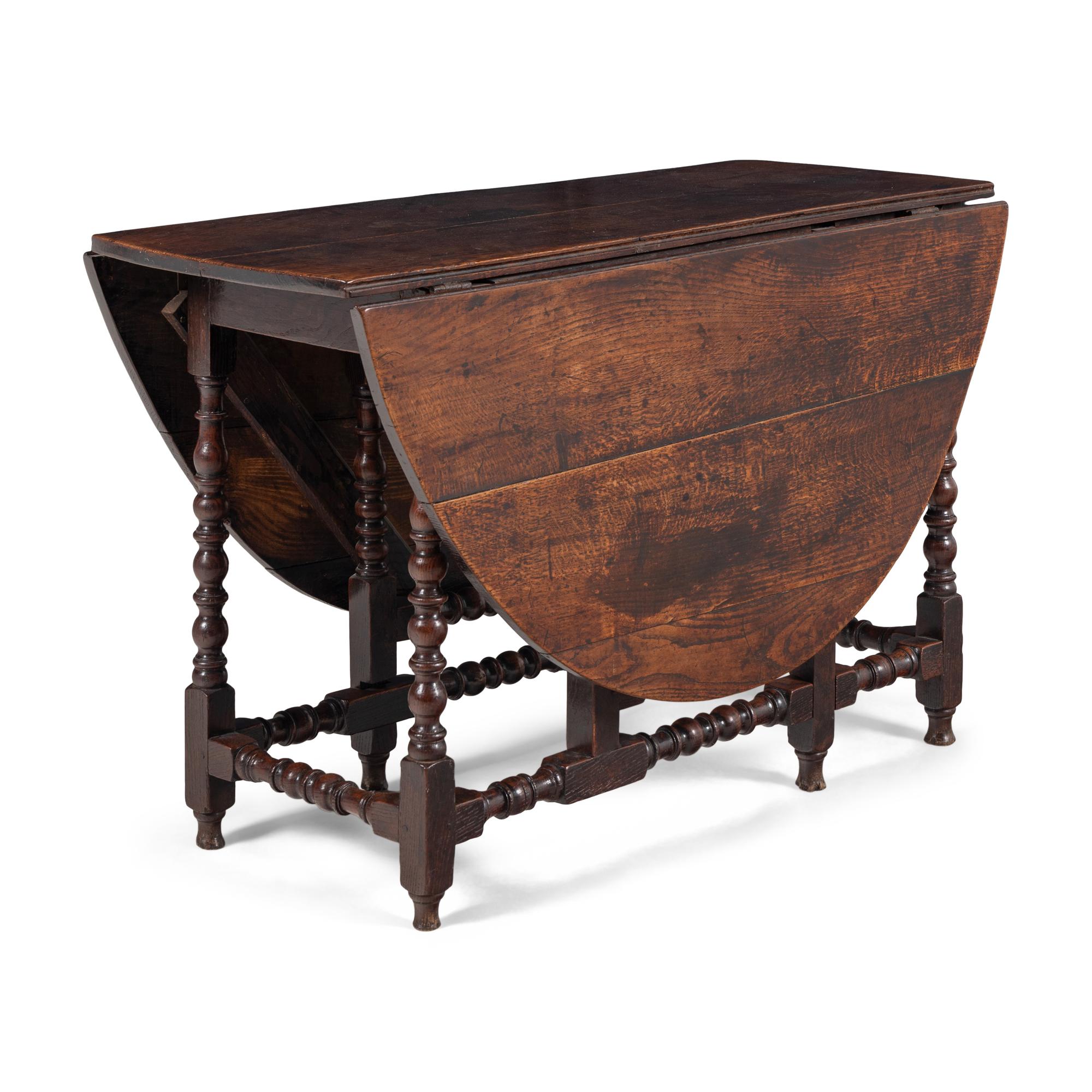 A William and Mary Oak Dropleaf Table