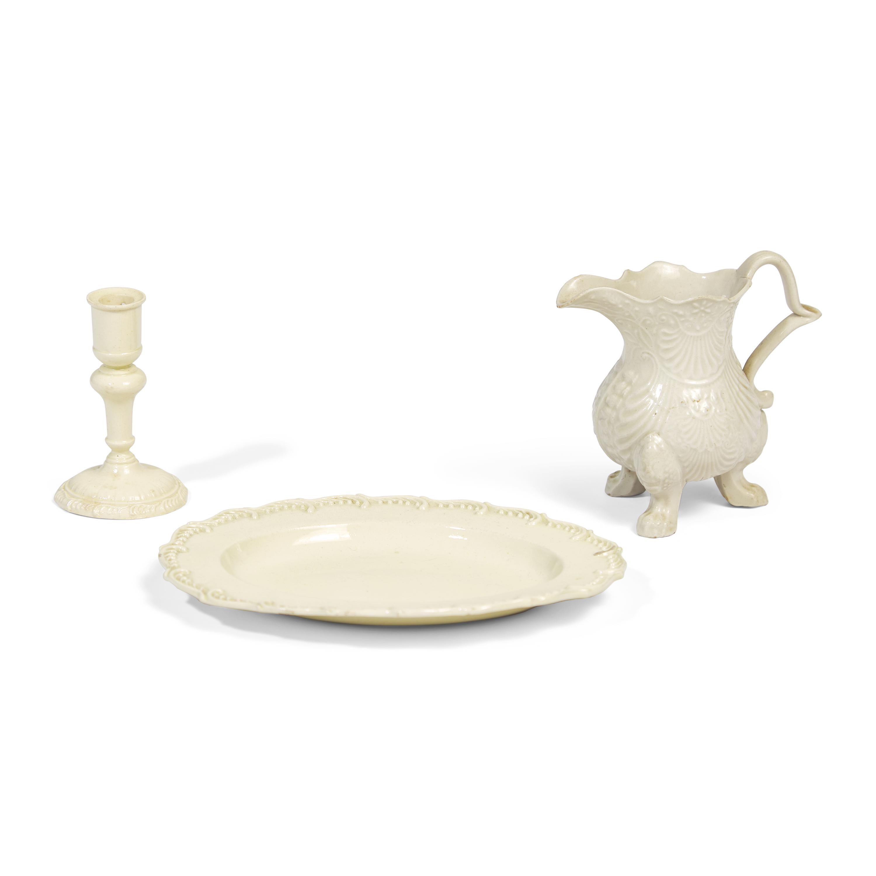 A Staffordshire Molded Salt-Glazed Stoneware Creamer