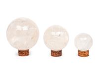 Three Rock Crystal Spherical Ornaments
