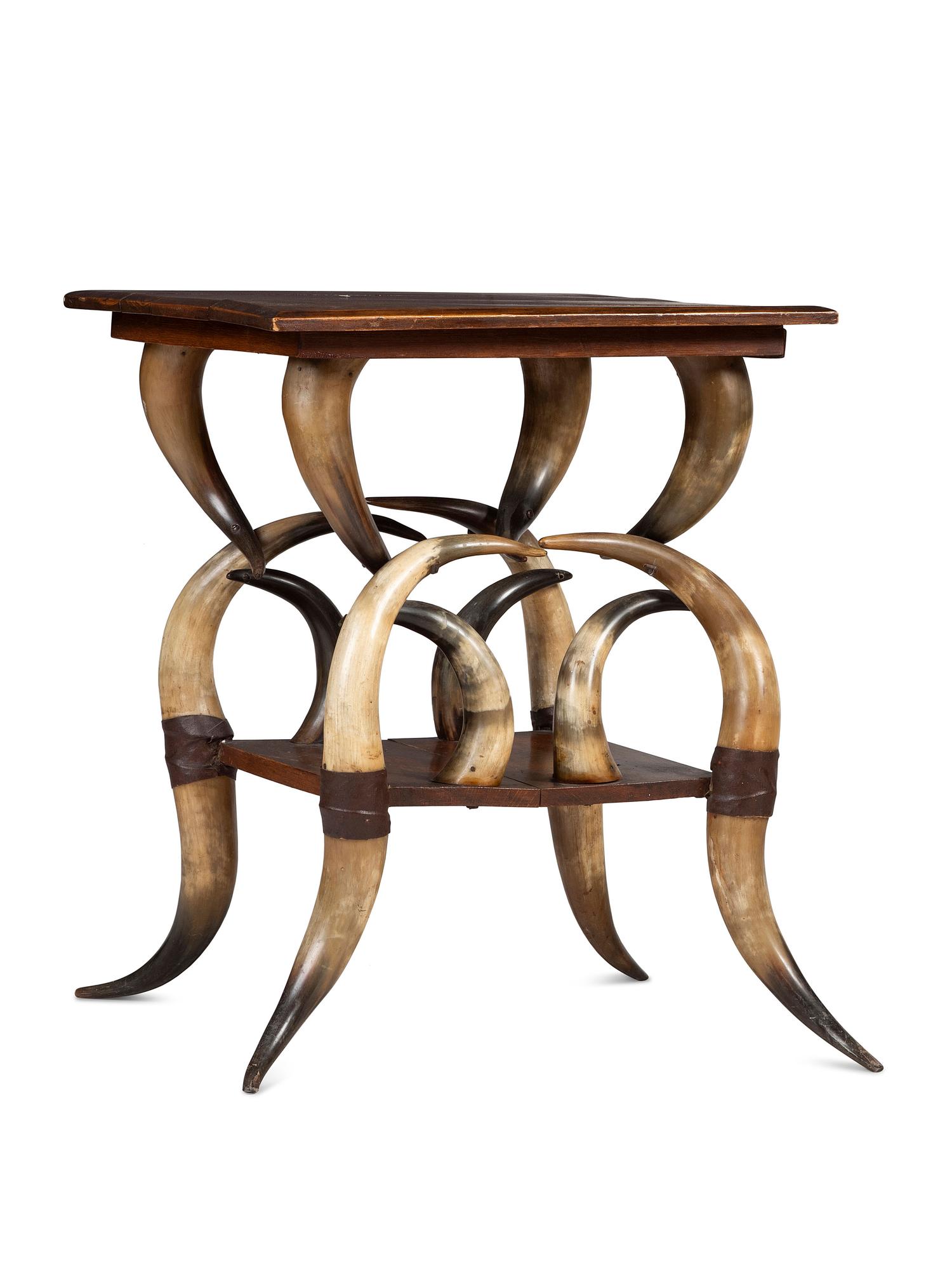 A Victorian Horn and Wood Side Table