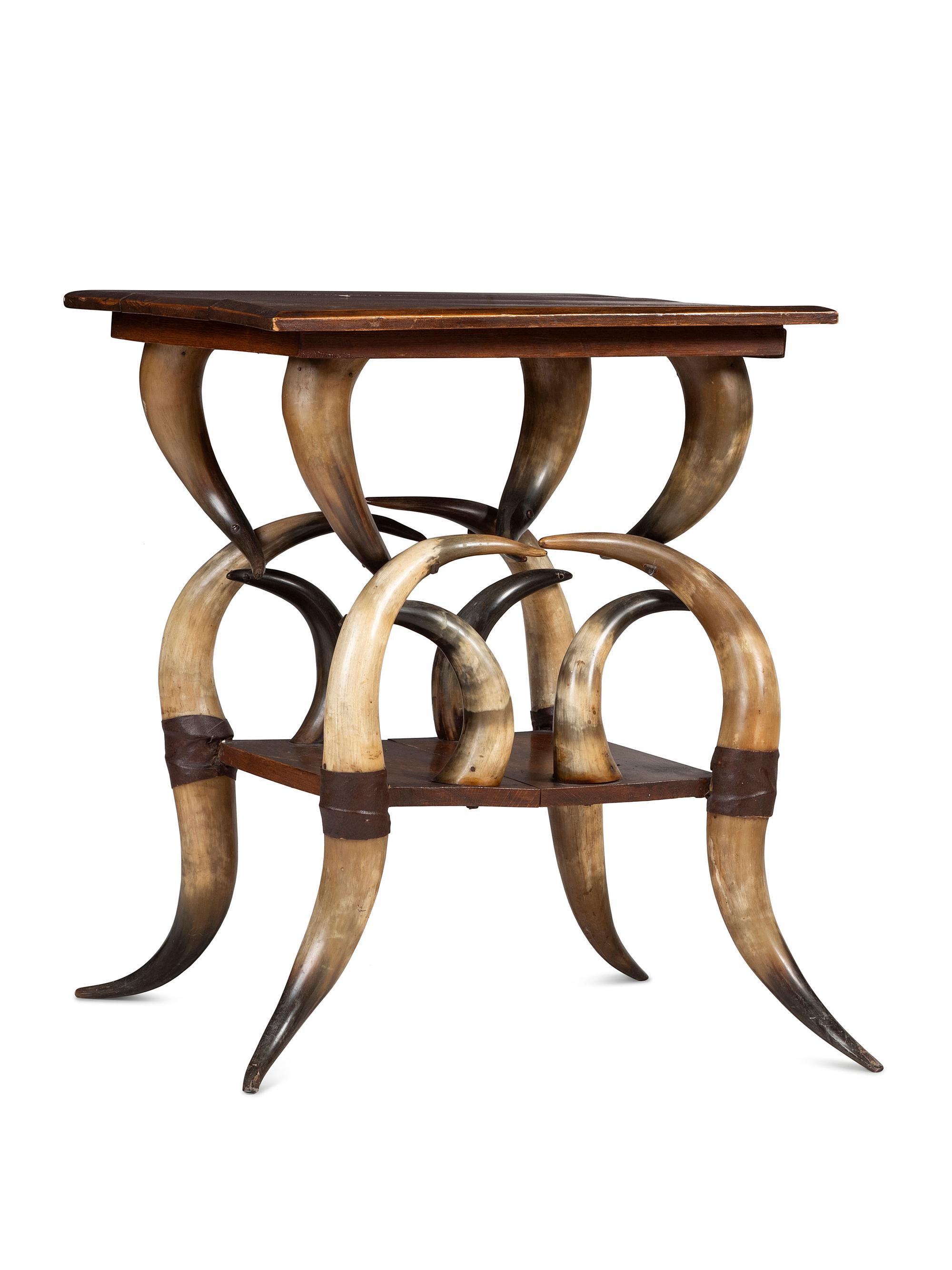 A Victorian Horn and Wood Side Table