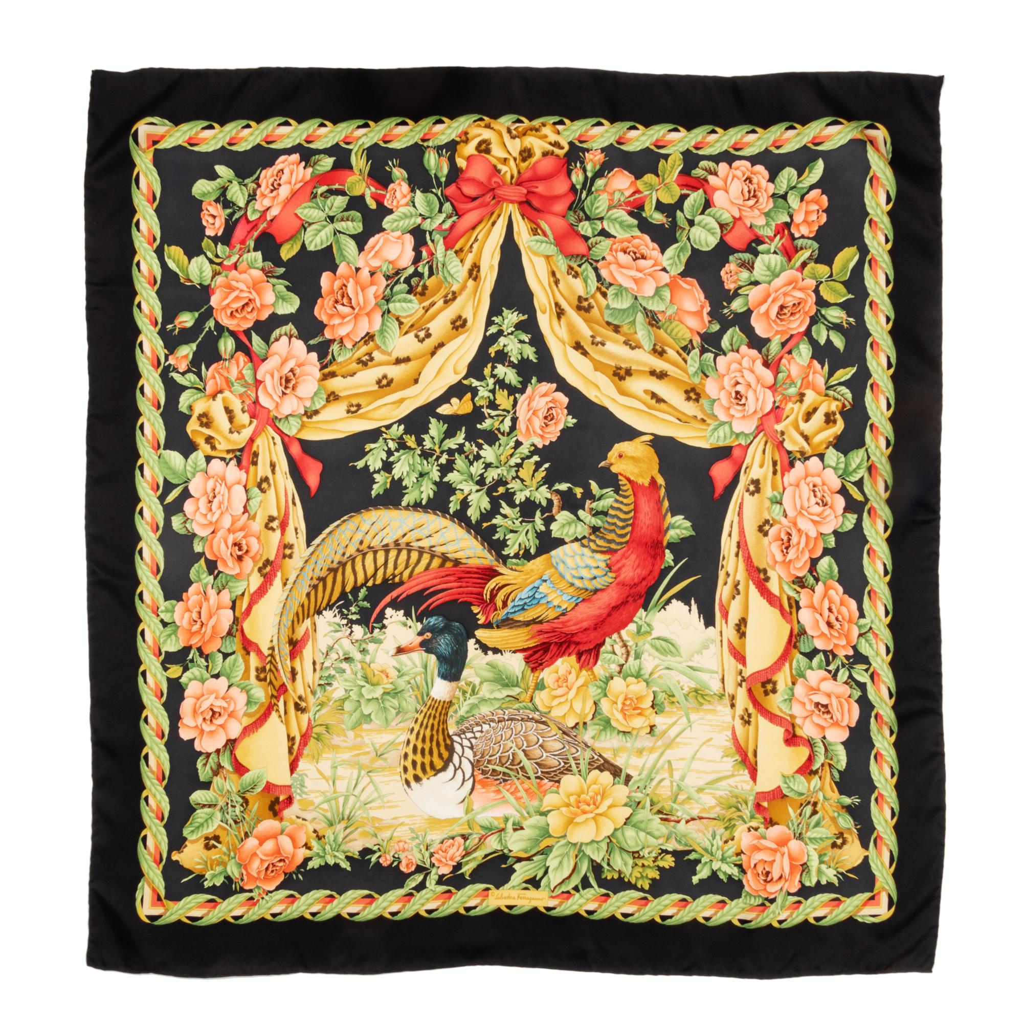 Three Scarves: Two 90 cm Hermès, One Ferragamo