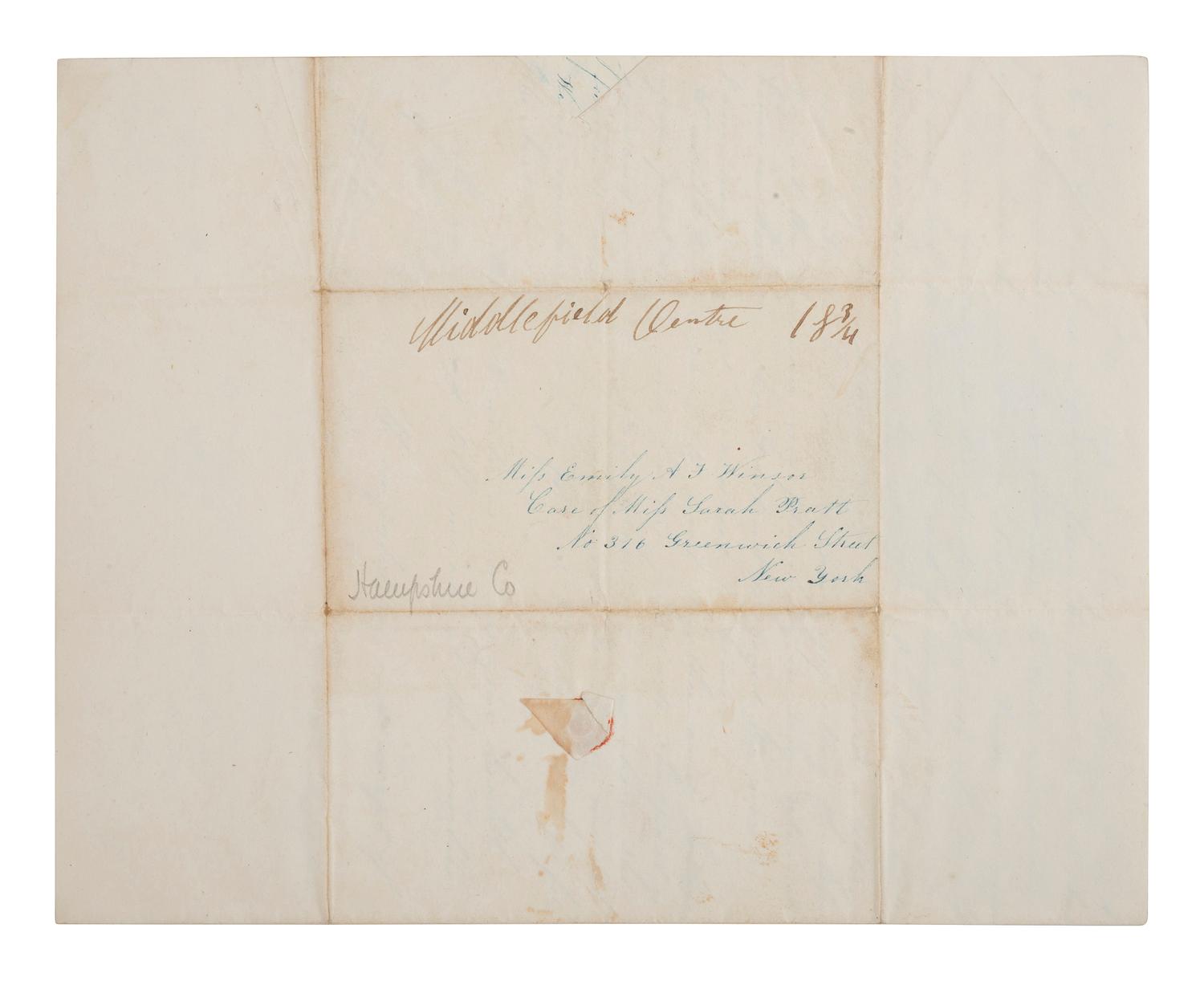 [SLAVERY & ABOLITION]. Abolitionist lettersheet with "Am I Not a Man and a Brother?" engraved letterhead. Middlefield, 25 January 1840.