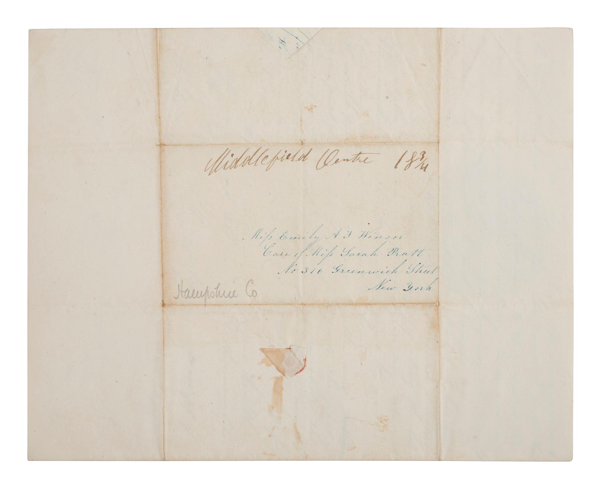[SLAVERY & ABOLITION]. Abolitionist lettersheet with "Am I Not a Man and a Brother?" engraved letterhead. Middlefield, 25 January 1840.