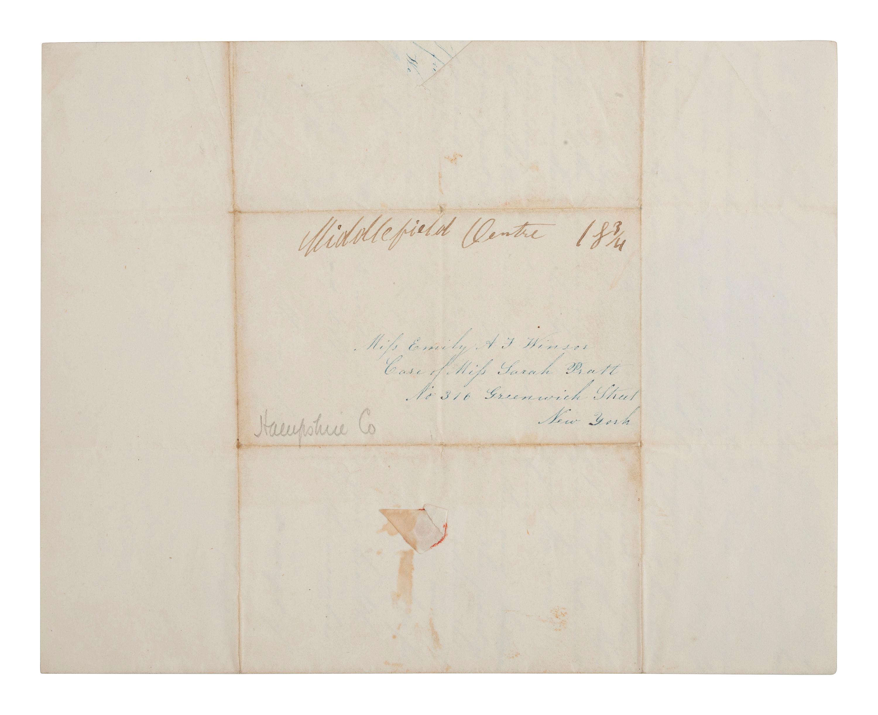 [SLAVERY & ABOLITION]. Abolitionist lettersheet with "Am I Not a Man and a Brother?" engraved letterhead. Middlefield, 25 January 1840.