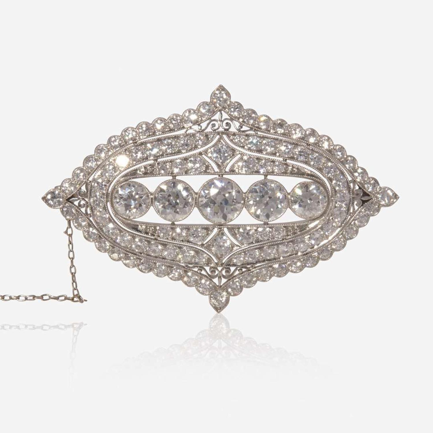 A Platinum and Diamond Brooch