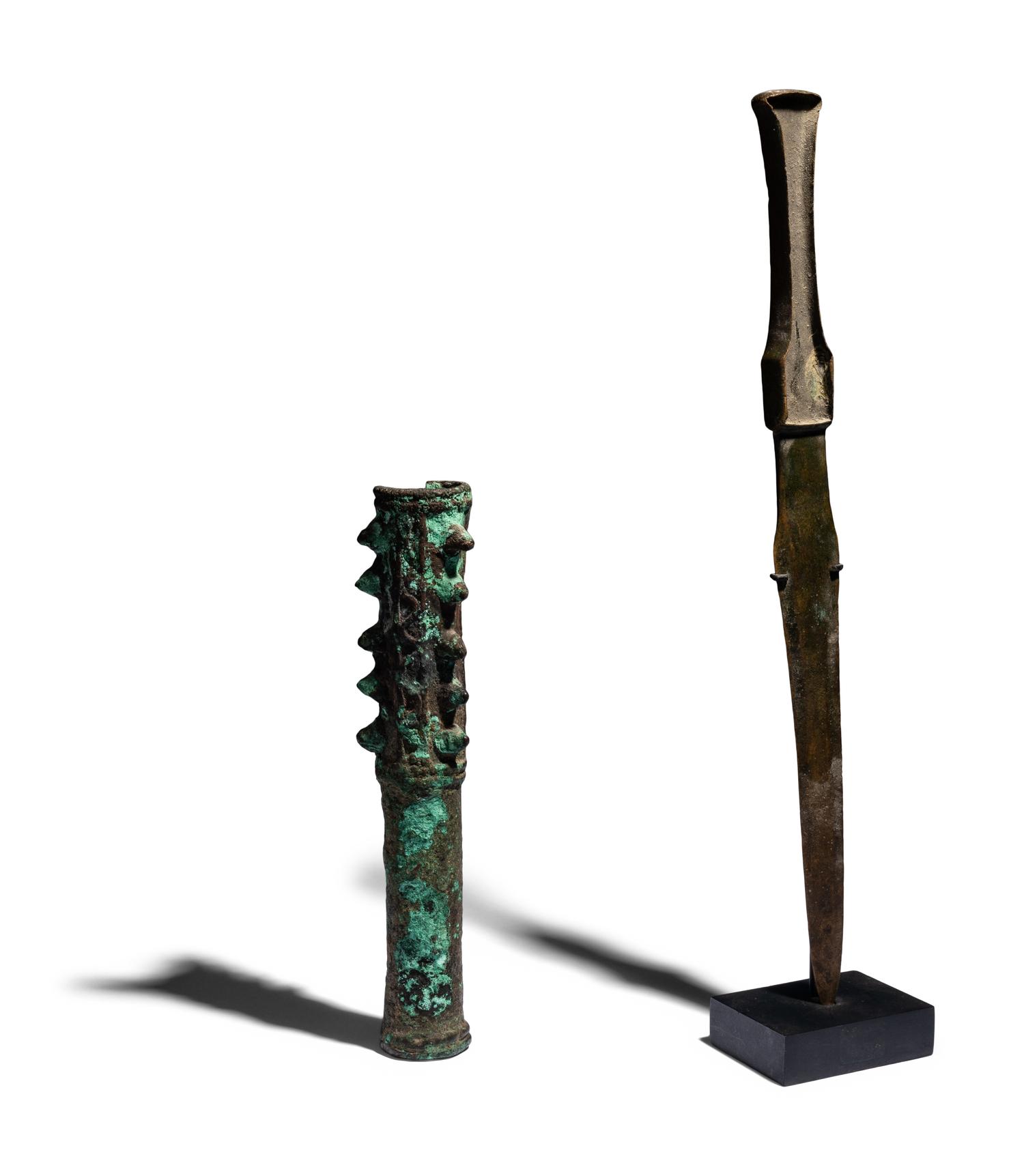 A Luristan Bronze Mace Head and Sword