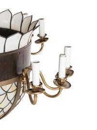 An American Leaded Glass Twelve-Light Chandelier