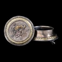 A Grand Tour Greco-Roman Style Gilt-Silver Pyxis with Dionysus